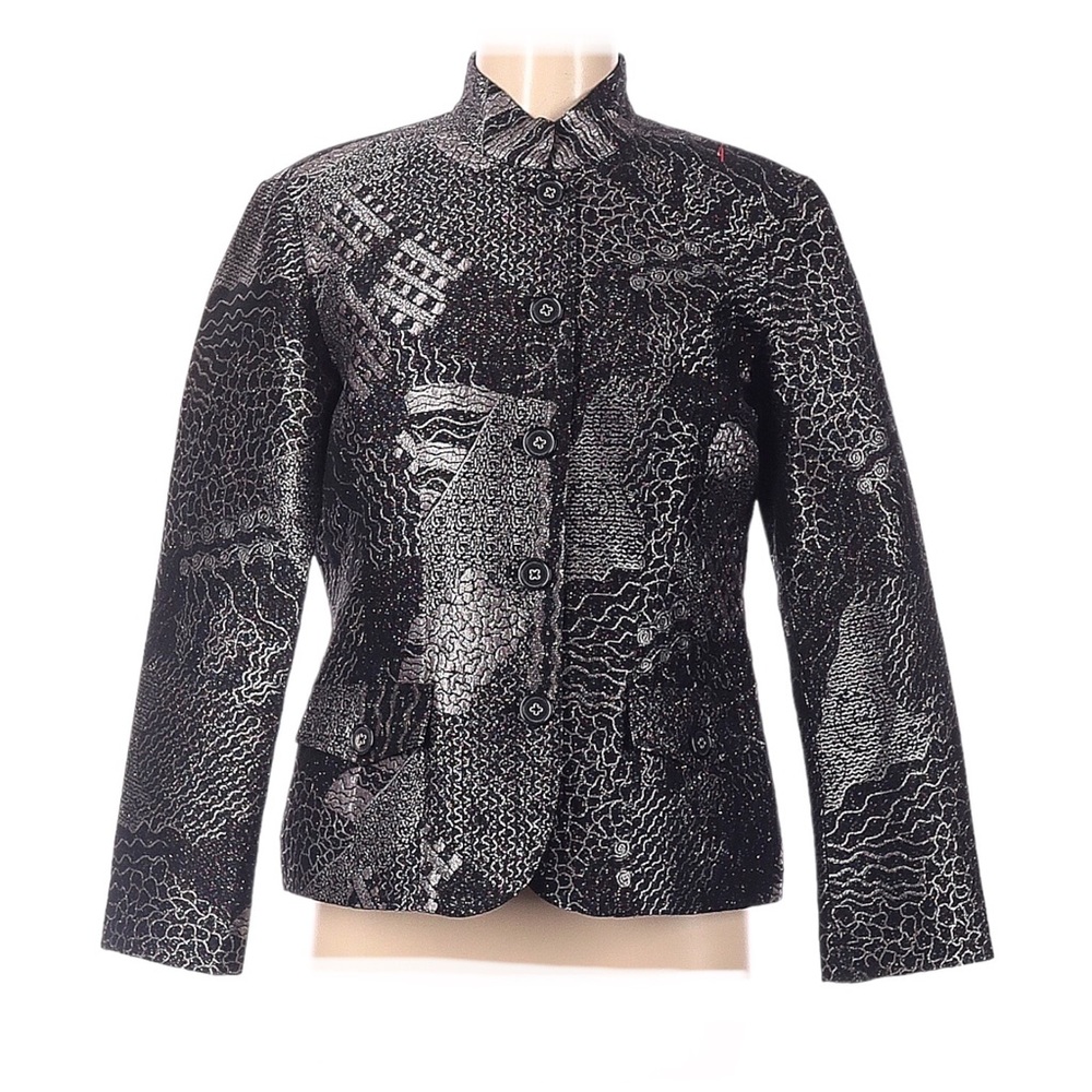 Chico's Black and Silver Metallic Blazer